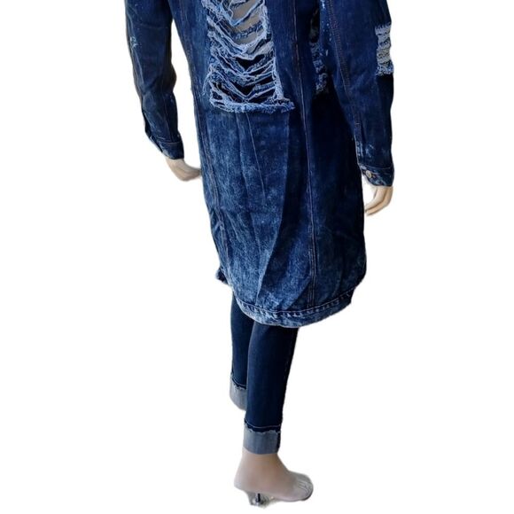 6221....Thrill Long Jean Jacket Size Medium - Picture 6 of 6